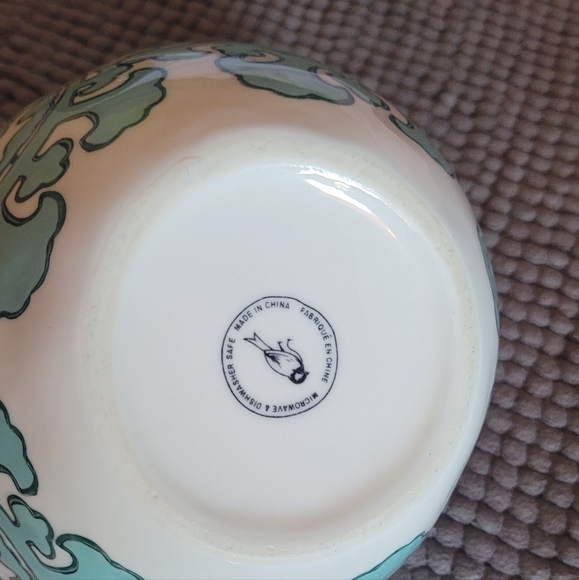 Antropology Gloriosa... Artistic Teal and White Ceramic Bowls - Picture 3 of 9